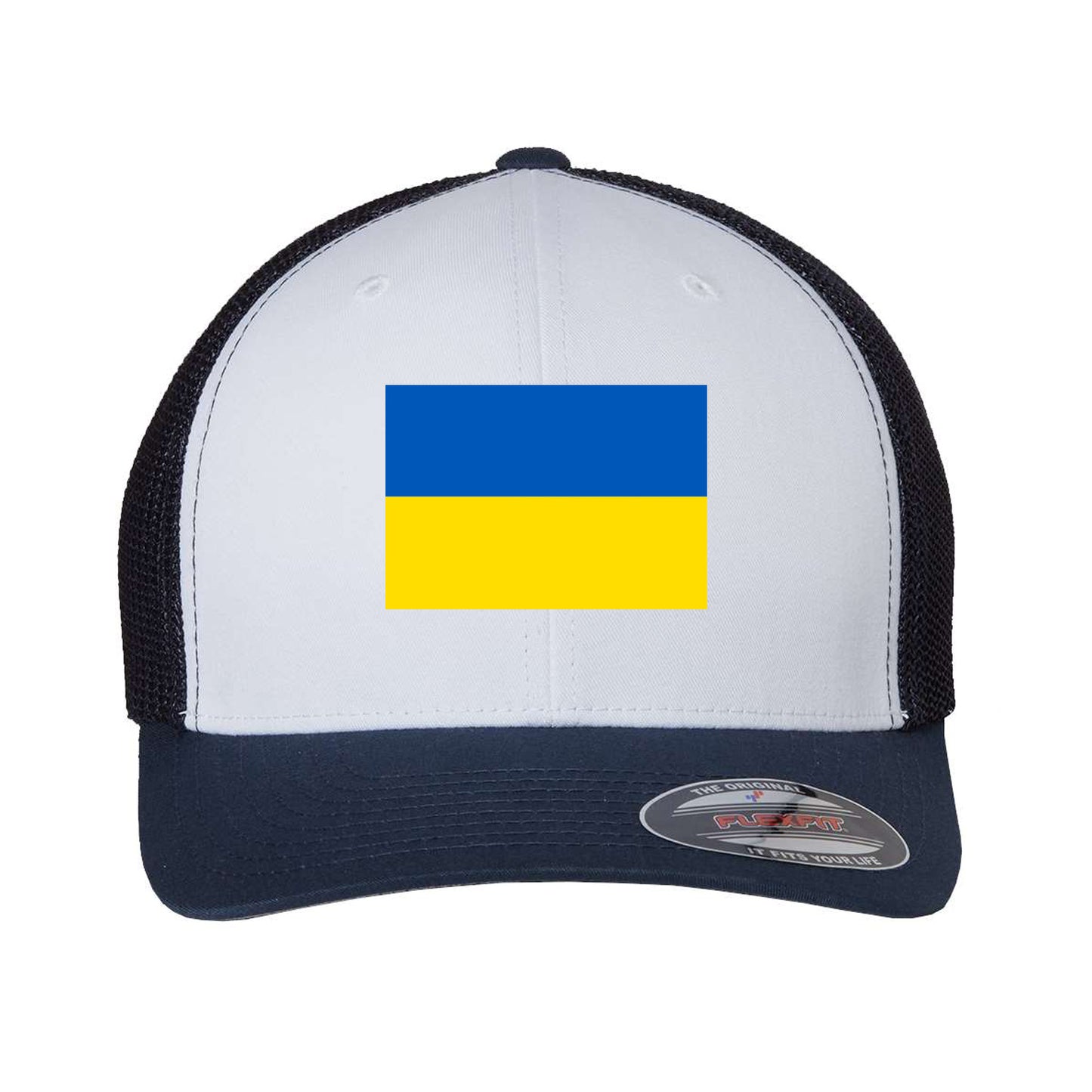 Aid for the Ukrainian People- Ukrainian Flag Trucker Hat- Navy