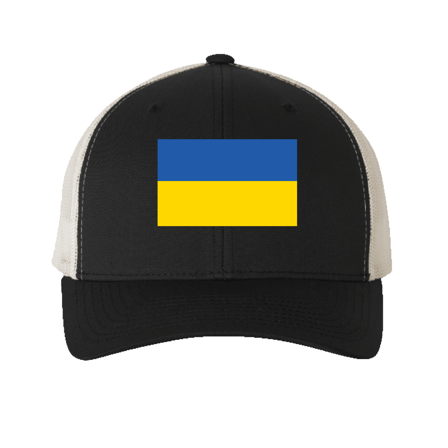 Aid for the Ukrainian People- Ukrainian Flag Trucker Hat- Black&White