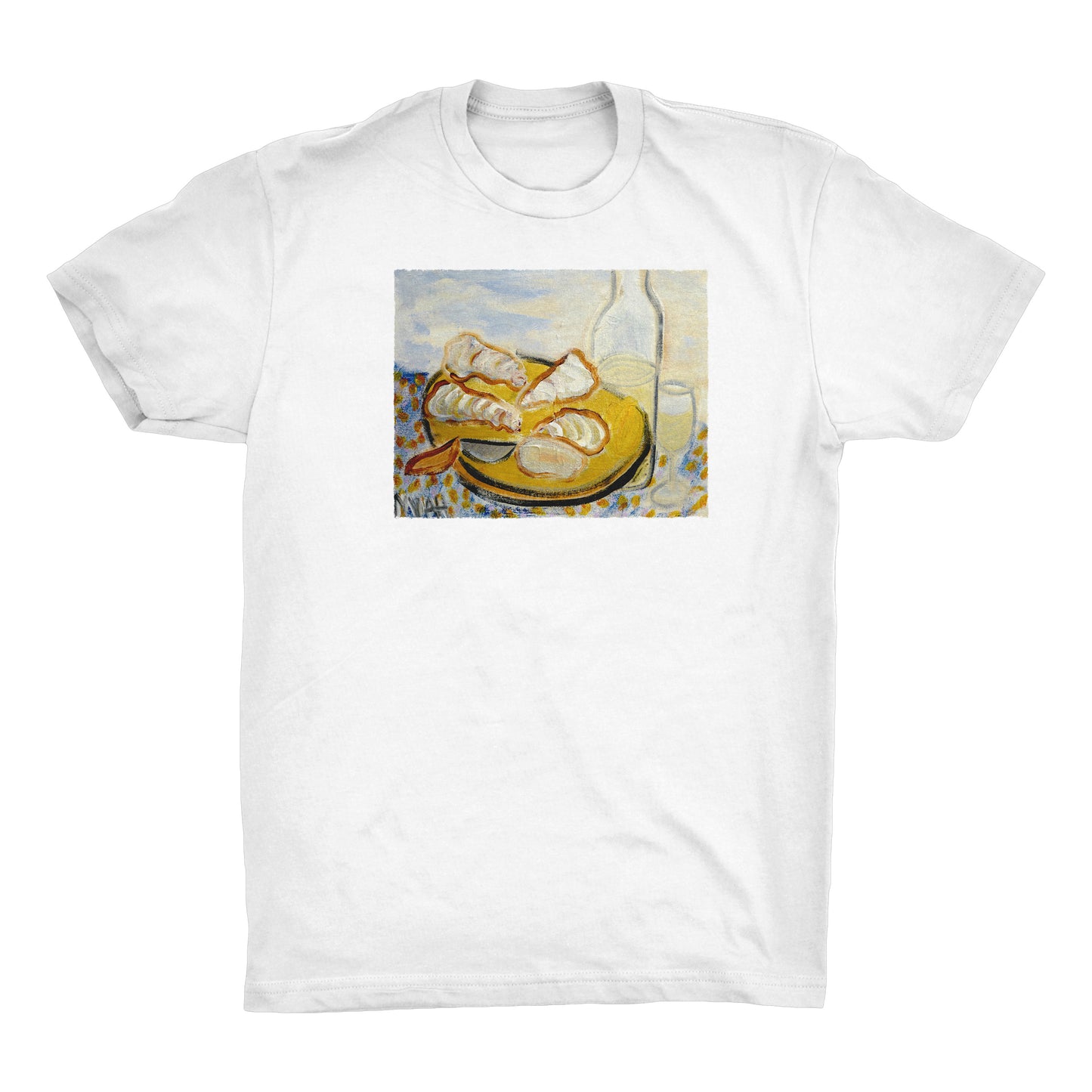 MIAH Oysters and White Wine on White T-Shirt