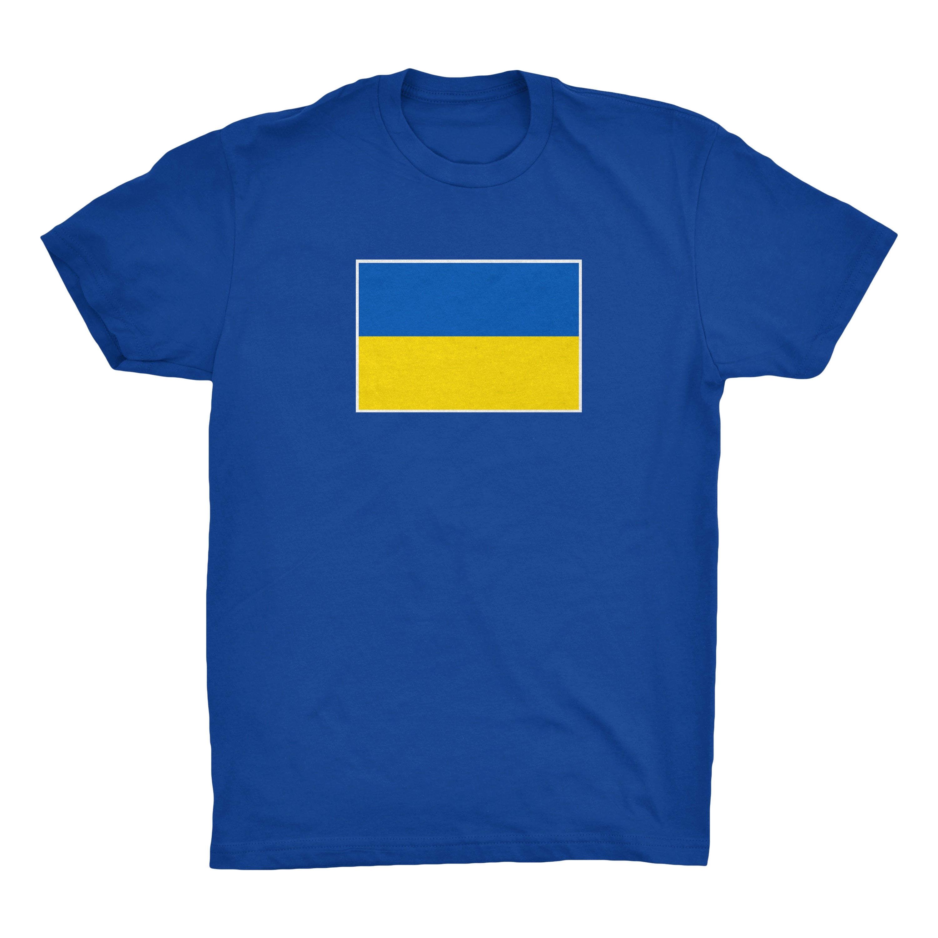 Aid for the Ukrainian People- Ukrainian Flag on a Blue Shirt