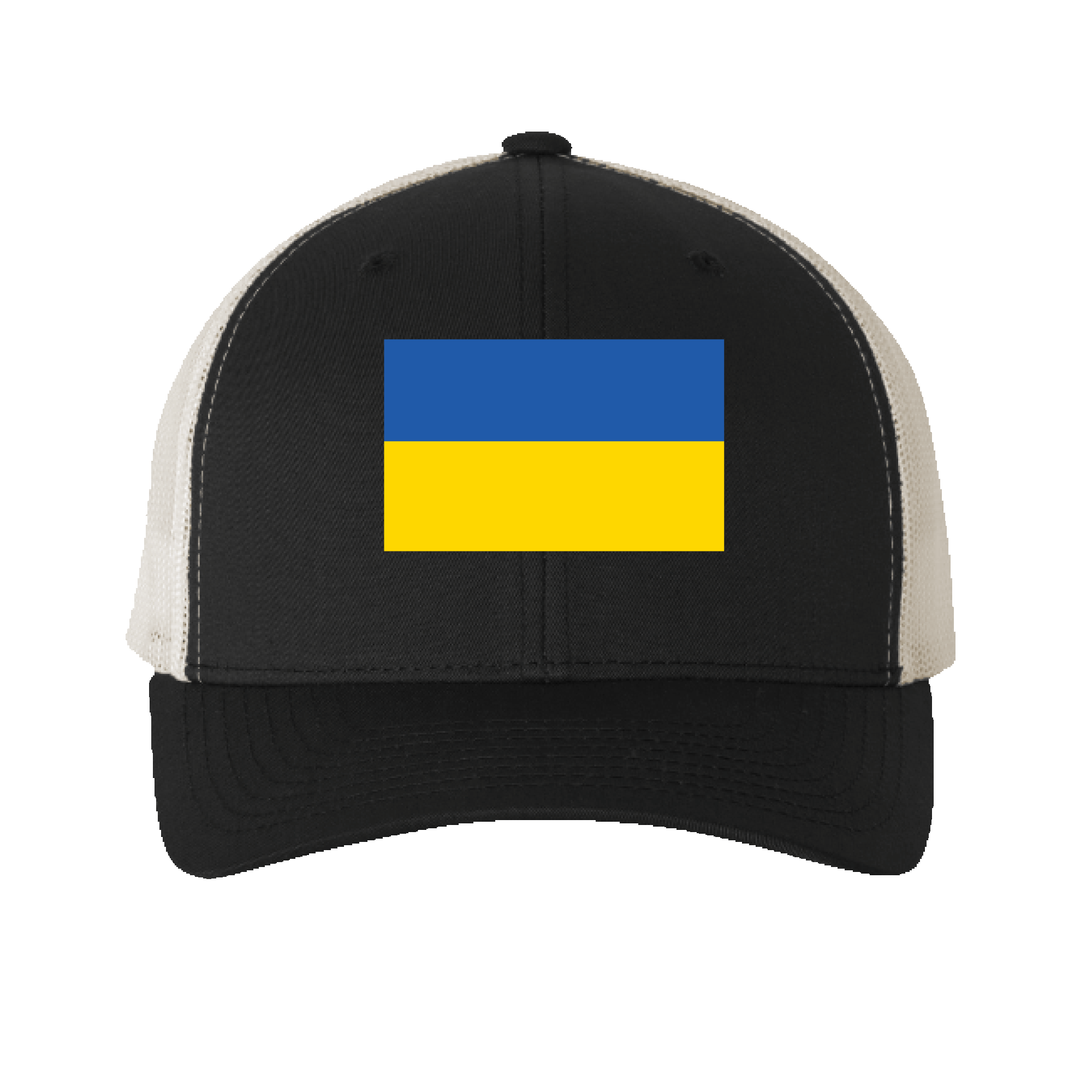 Aid for the Ukrainian People- Ukrainian Flag Trucker Hat- Black&White